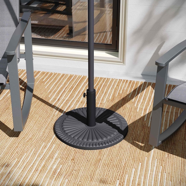 Flash Furniture Kona Black Cement Patio Umbrella Base w/Sunburst Patterned Wthrproof Polymer Coating, 19.25-in. Dia GM-WL-B49014A-BK-GG - main